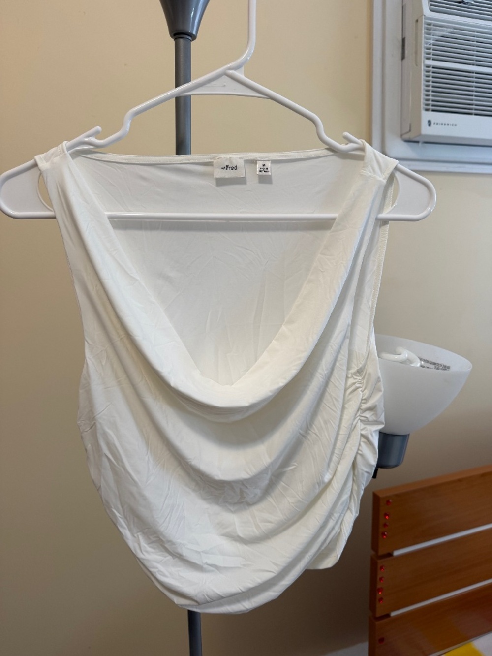Aritzia Wilfred Parfait Top White Cowlneck Medium M